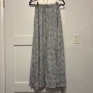Final Touch Light Blue Patterned Double Slit Maxi Skirt - Medium